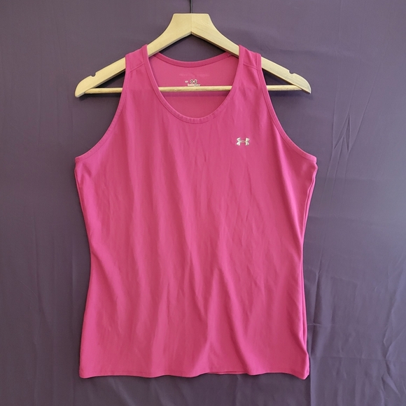 Under Armour Heat Gear  Pink Fitted Tank Top. Size Large - Picture 1 of 5